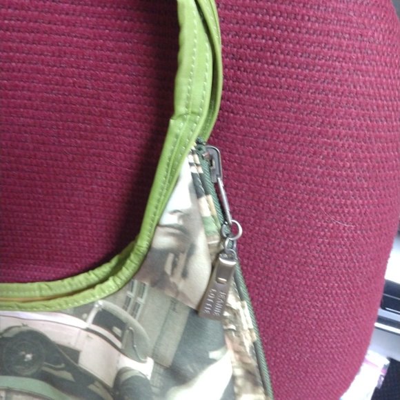 ❤️JEANNE LOTTIE Art Deco Nylon Hobo Purse +3 Logo Zip Pulls & 1 Purse JL Key FOB - Picture 9 of 10